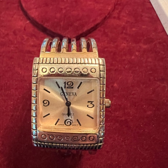 Geneva Quartz Gold Silver Patina Metal Cuff Watch - Picture 8 of 8